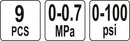 9St. Benzin/Öl Drucktester Einspritzanlage Kraftstoffdruckprüfer 0-7Bar (YATO YT-73024)