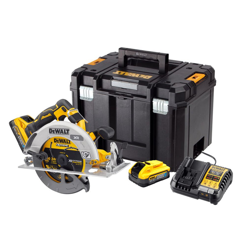 Scie circulaire à batterie 18V 2x5Ah 190mm sans balai (DeWALT DCS573H2T-QW)