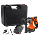 BLACK+DECKER 18 V SDS-Plus Akku-Bohrhammer, 4,0 Ah Akku, 2 A Ladegerät, Kit-Box, verstellbarer Griff, LED-Licht, BCD900M1K-QW
