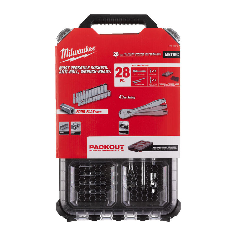 Ratschen- und Steckschlüsselset 1/4" 28 St (Milwaukee 4932478812)