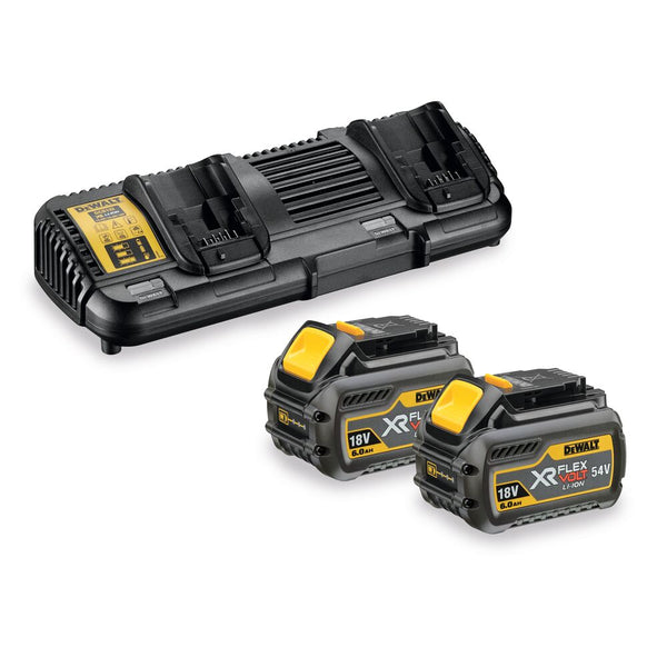 2x54V/108Wh XR FLEXVOLT Akku-Starter-Set, 1xDoppelladegerät (DeWALT DCB132T2-QW)