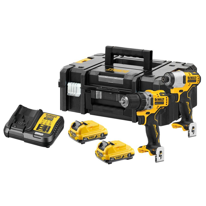 12V/2x3Ah cordless screwdriver set (DCD701, DCF801, DCB124+DCB112) (DeWALT DCK2110L2T-QW)