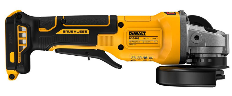 18 Volt Akku-Winkelschleifer 125 mm, Totmannschalter - Basisversion (DeWALT DCG408N-XJ)