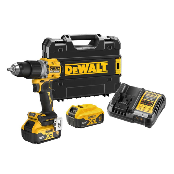 18V/5x5Ah cordless impact drill, 90Nm TSTAK+charger (DeWALT DCD805P2T-QW)