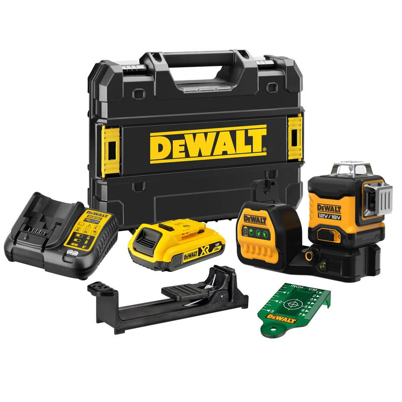 Multilinienlaser 18V, 3x360°, 2Ah XR-Akku, Lader im Koffer (DeWALT DCE089D1G18-QW)