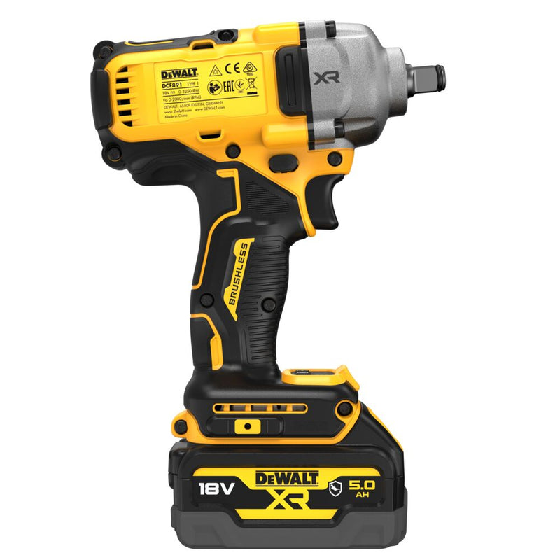 1/2" 18V cordless impact wrench, 2x5Ah Li-Ion (DeWALT DCF891P2G-QW)