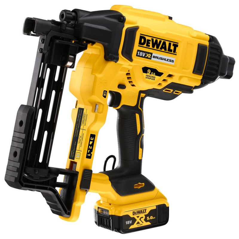 18V/2x5Ah XR Akku-Nagel- & Klammergeräte, Zauntacker (DeWALT DCFS950P2-QW)