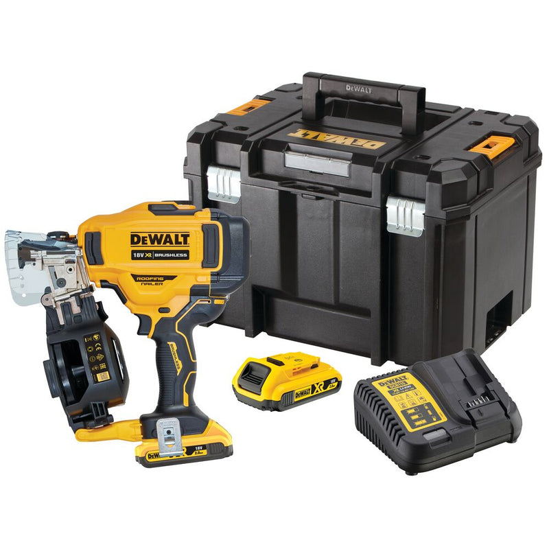 18V/2x2Ah cordless nailer, roofing felt nailer, stapler (DeWALT DCN45RND2-QW)