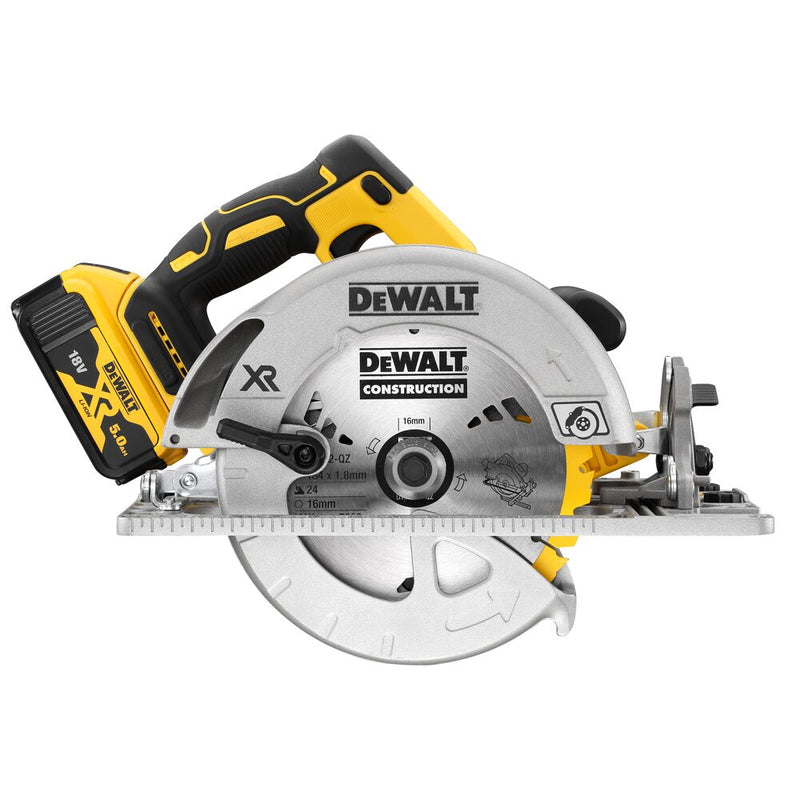 18V/2x5Ah Akku Handkreissäge 184mm bürstenlos (DeWALT DCS572P2-QW)