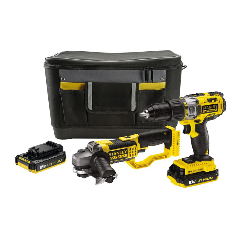 18V/2x2Ah cordless impact drill + angle grinder (STANLEY FMCK464D2-QW)