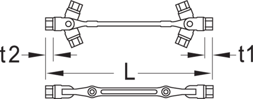 Double joint wrench, internal hexagon 17x19 mm (GEDORE IN 34 17X19) (6302760)