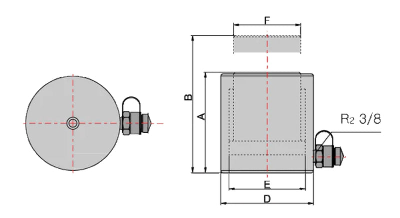 Vérin hydraulique à simple effet (20 tonnes, 150 mm) (YG-20150)