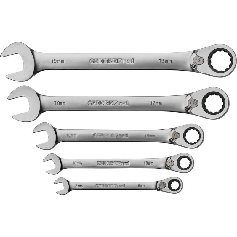 Combination ratchet wrench set, switchable 8-19mm 5 pieces (GEDORE R07205005)