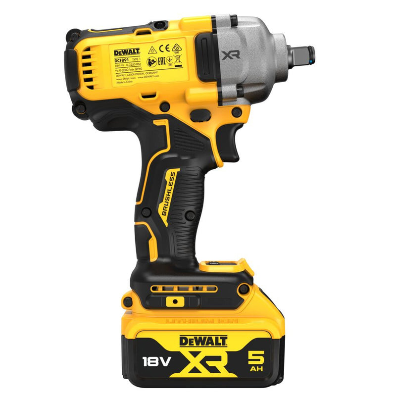 18V/2x5Ah - 1/2" cordless impact wrench Li-Ion, Tstak (DeWALT DCF891P2T-QW)