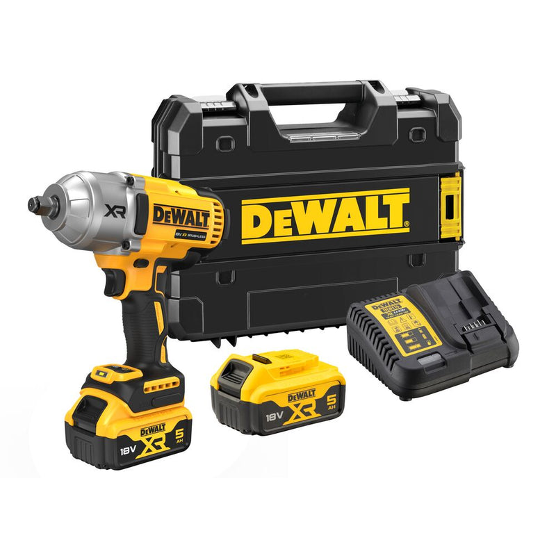 18V/2x5Ah cordless impact wrench 1/2" external square (DeWALT DCF900P2T-QW)
