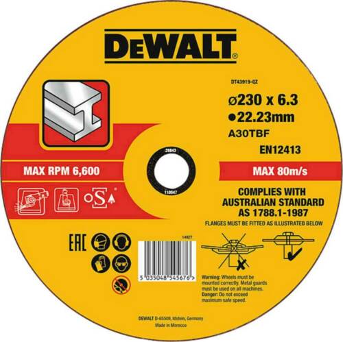 Disque de meulage en métal haute performance 230 mm x 6,0 mm x 22,23 mm (DT43919-QZ)