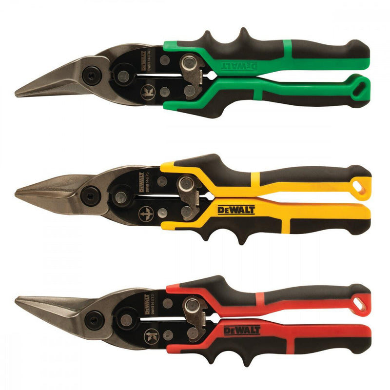 ERGO tin snips pack of 3 straight-right-left cutting (DeWALT DWHT14676-0)