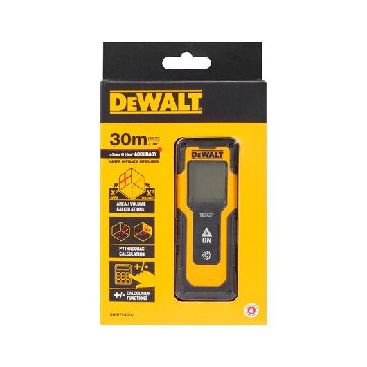 Télémètre laser, télémètre jusqu'à 30 m, 2xAAA, +/-3 mm (DeWALT DWHT77100-XJ)