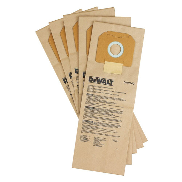 Sacs à poussière en papier, filtres de remplacement (5 pièces) pour DWV902M/L (DeWALT DWV9401-XJ)