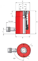 Single-acting hollow piston cylinders (102T, 76mm) (HI-FORCE HHS1003)