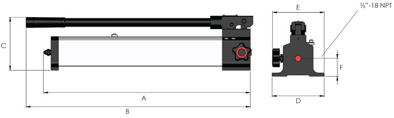 Hydraulische Zweistufige Handpumpe ALU (700bar, 500cm3) (HI-FORCE HP211)