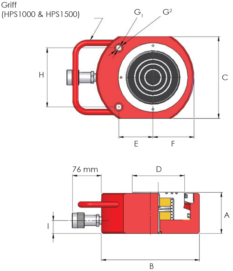 Einfachwirkende Flachzylinder, Kurzhubzylinder (4,5T, 6mm) (HI-FORCE HPS50)