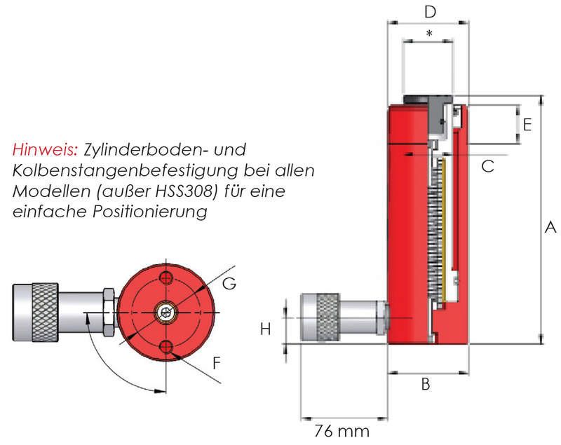 Single Acting Multi-Purpose Cylinders (14.5T, 100mm) (HI-FORCE HSS154)