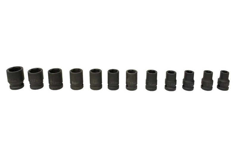 1/2" Sechskant Steckschlüssel Set 10mm-24mm, L:38mm, 12 Teilig (JQ-38-12-12set)