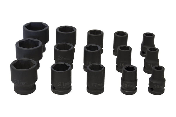 1/2" Sechskant Steckschlüssel Set 10mm-32mm, 15Teilig L:38 mm (JQ-38-12-15set)