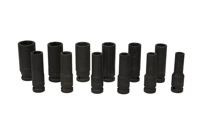 1/2" hexagon socket wrench set, 10-24mm, L: 78 mm, 12 pieces (JQ-78-12-12set)
