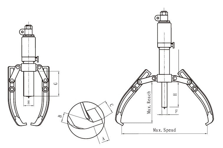 Extracteur de moyeu de roue hydraulique avec pompe à main externe 100 t (L-100F-MP)