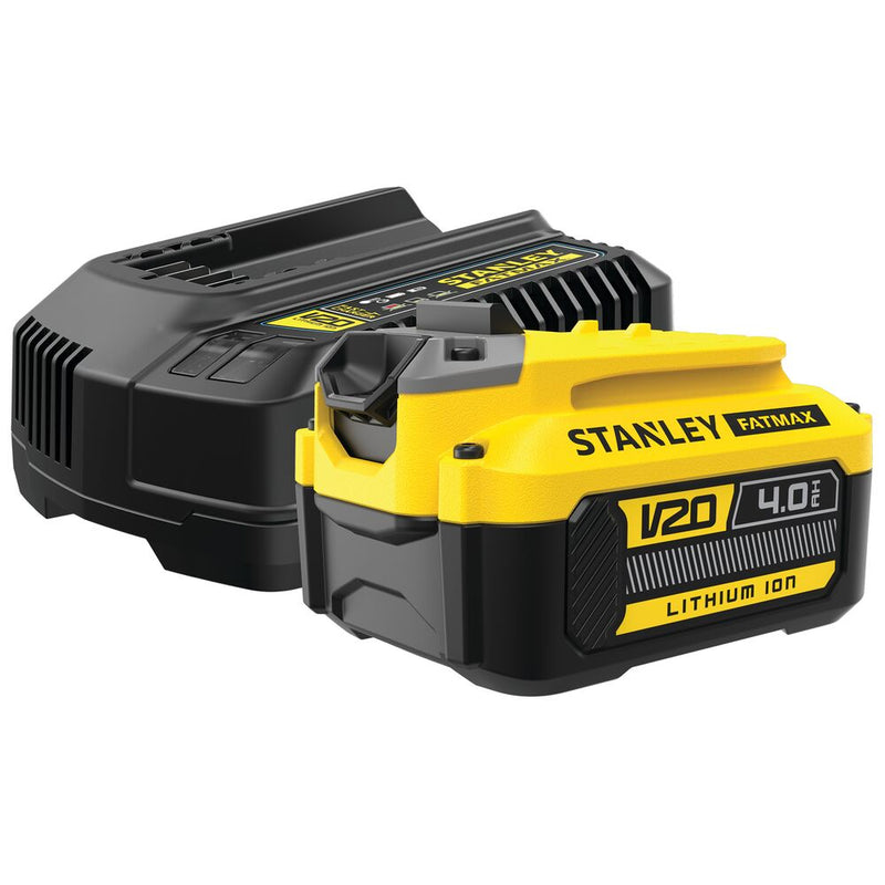 Kit de démarrage FATMAX V20 18 V, chargeur rapide 2 A, 4,0 Ah (STANLEY SFMCB14M1-QW)