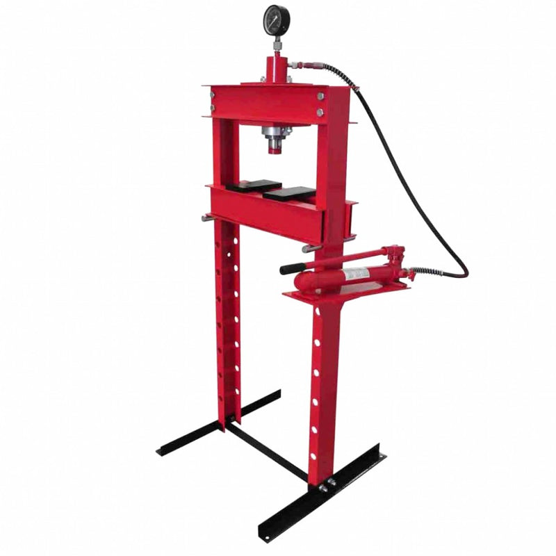 12T workshop press with built-in hand pump and pressure gauge (SP12-2)