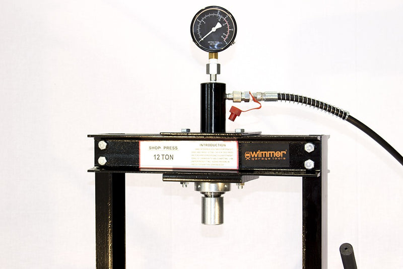 12T workshop press with built-in hand pump and pressure gauge (SP12-2)