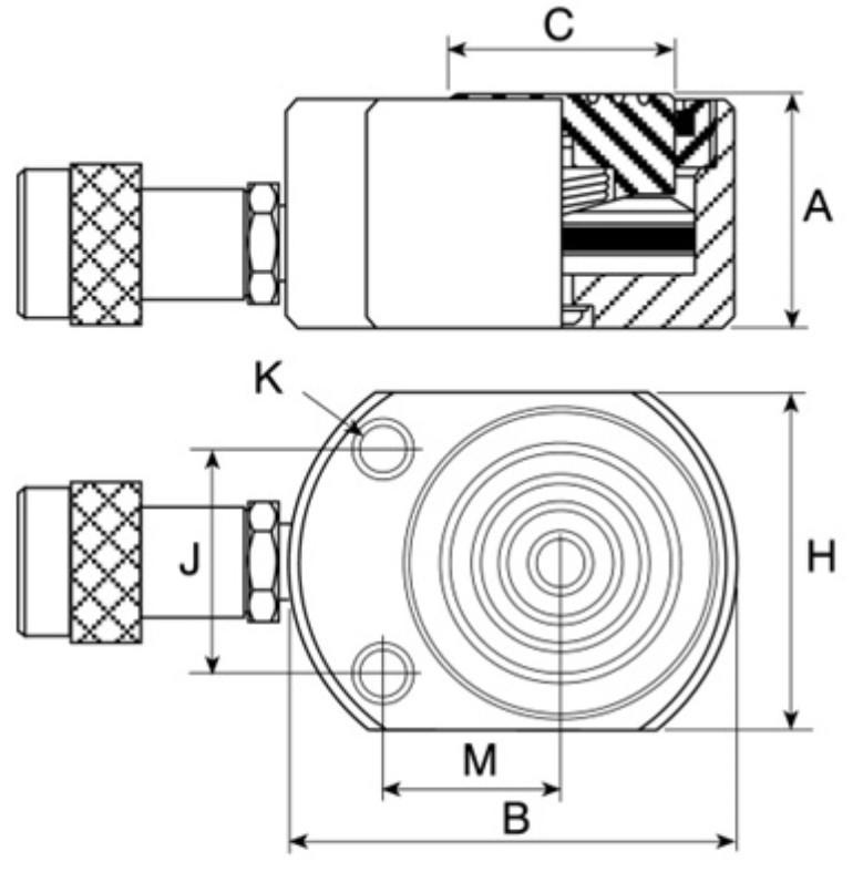 Hydraulik Kurzhubzylinder (100 Ton, 68 mm) (YG-100D)