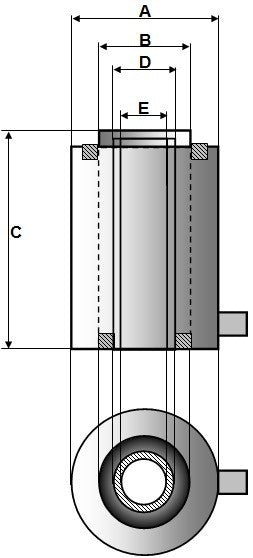Collar Threaded Hollow Cylinder (20 Ton, 100mm) (YG-20100KCT)