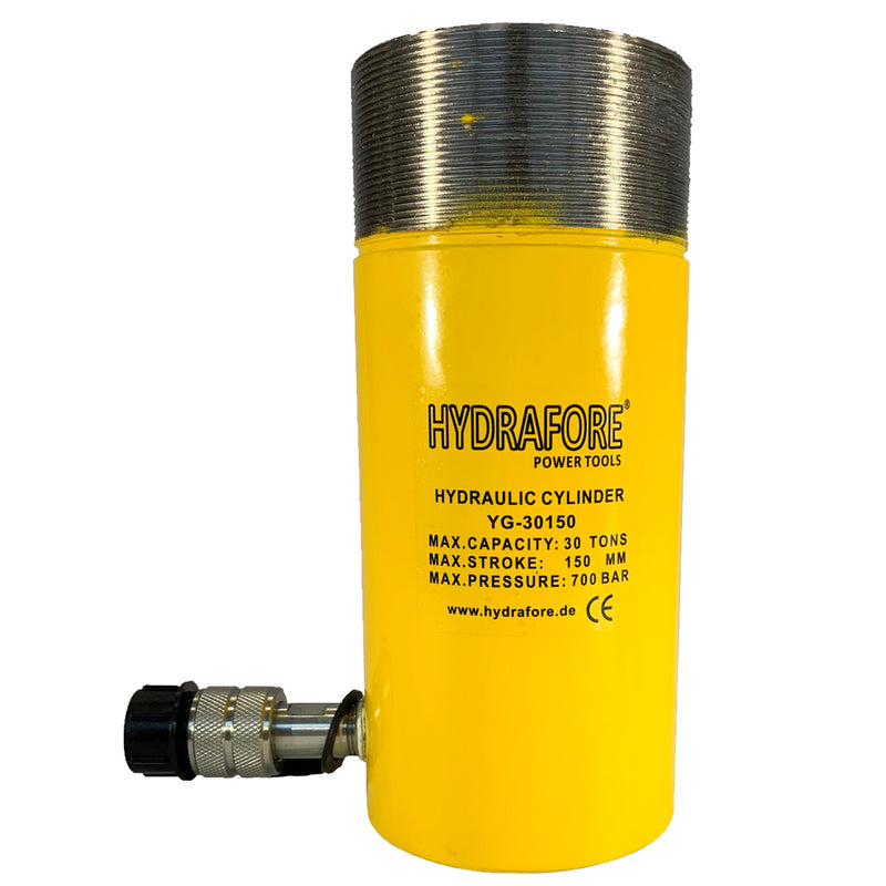 Vérin hydraulique à simple effet avec filetage de collier (30 tonnes - 150 mm) (YG-30150CT)
