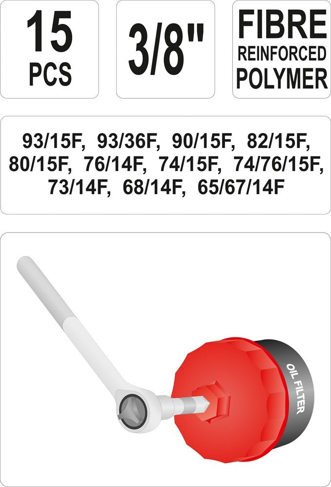 Ölfilterschlüssel, Ölfilterkappen 3/8" (YATO YT-0595)