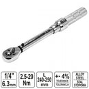Torque wrench with reversible ratchet, 1/4", 2.5 - 20Nm (YATO YT-07511)