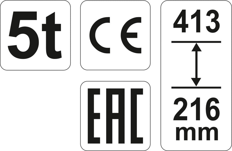 Cric hydraulique pour tampon 5T, 216-413 mm (YATO YT-17002)