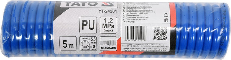 YATO spiral compressed air hose 5.5x8 mm, EU connection, 5 meters (YT-24201)