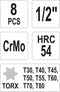 8tlg. Torx Steckschlüssel-Set 1/2", T30-T80 (YATO YT-1065)