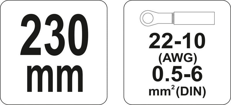 Ratschen Kabelschuhzange, Crimpzange 230mm, 0,5-6,0mm2 (YATO YT-2296)